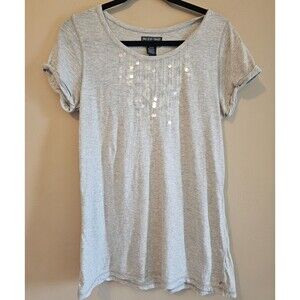 Polo Jeans Company T Shirt Gray With Sequins Women's M Short Sleeve
